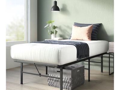 Black Metal Twin Foldable Bed with Mattress