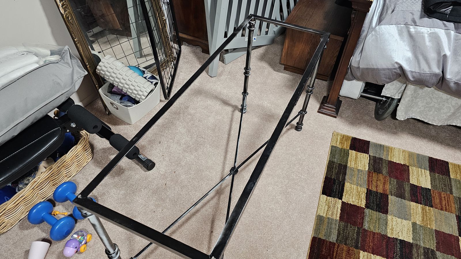 metal table with glass top