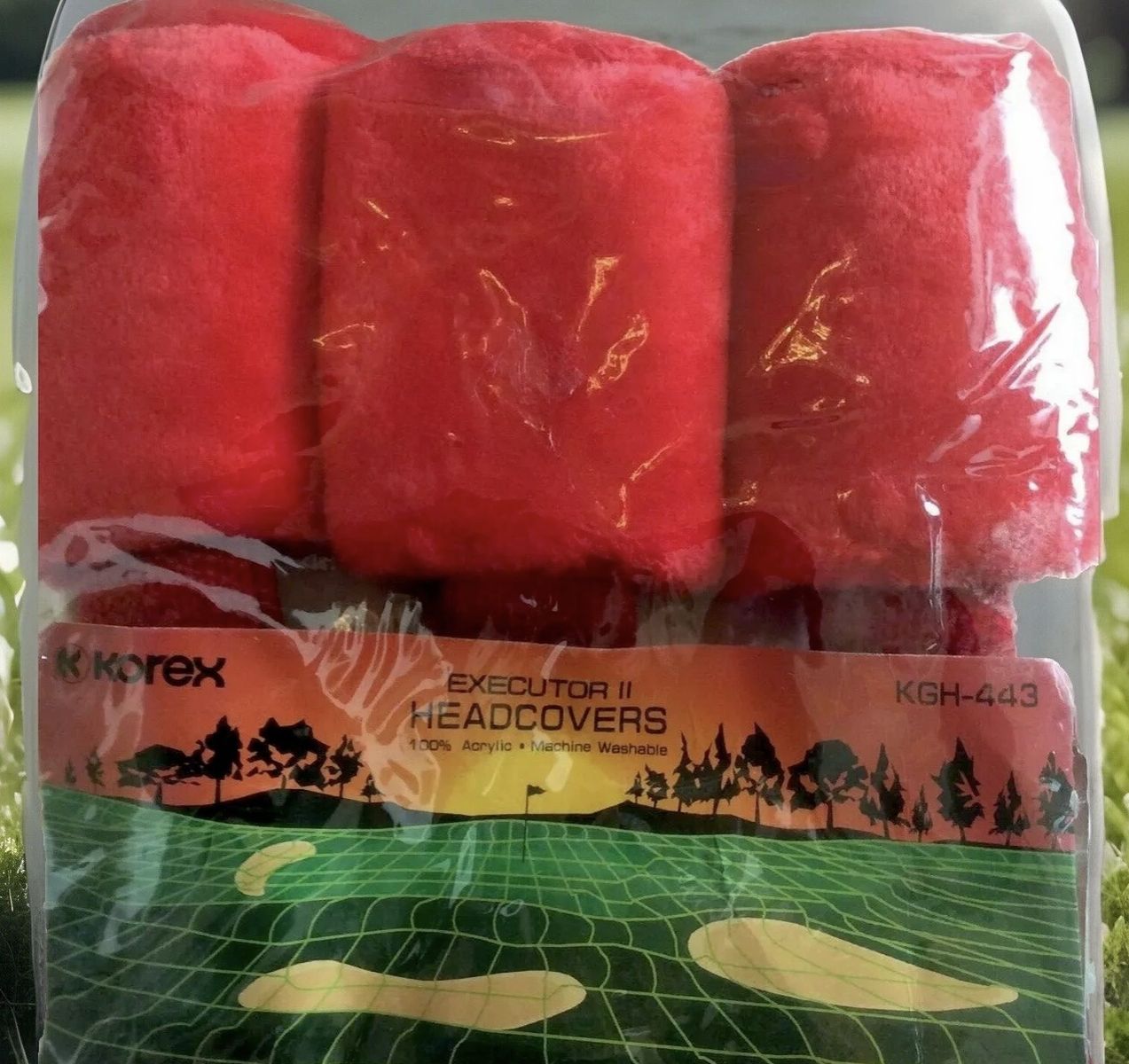Korex Executor II 3 Headcovers for Golf Clubs KGH-443 Red Acrylic NOS — Hand or Machine Wash