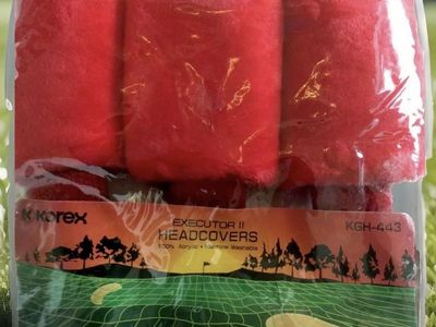 Korex Executor II 3 Headcovers for Golf Clubs KGH-443 Red Acrylic NOS — Hand or Machine Wash