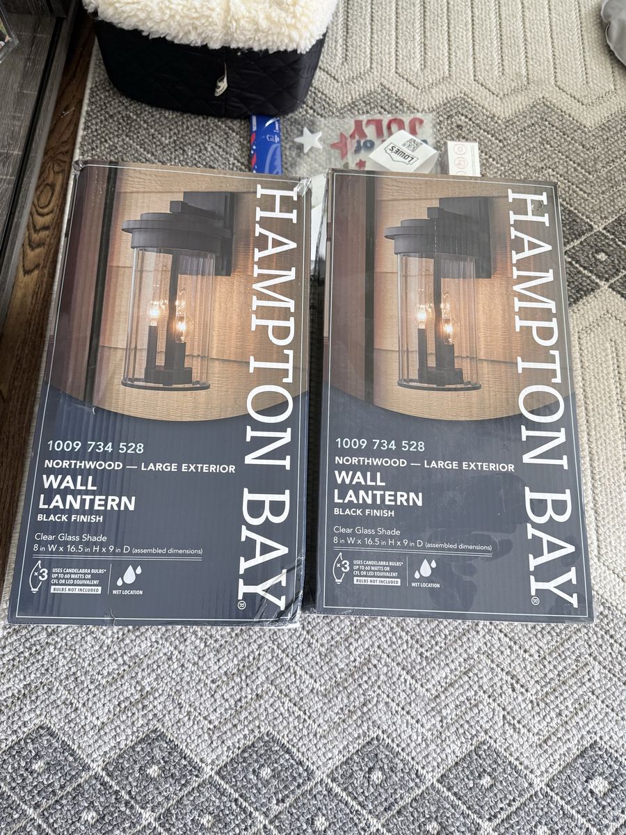 Hampton Bay Large Exterior Wall Lantern Black Finish