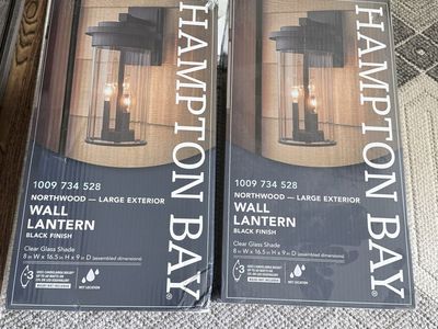 Hampton Bay Large Exterior Wall Lantern Black Finish