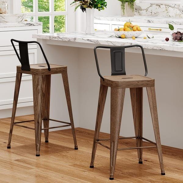 Metal Counter & Bar Stools Set of 2, 30" Seat Heig