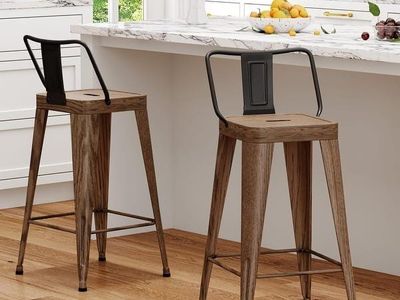 Metal Counter & Bar Stools Set of 2, 30" Seat Heig
