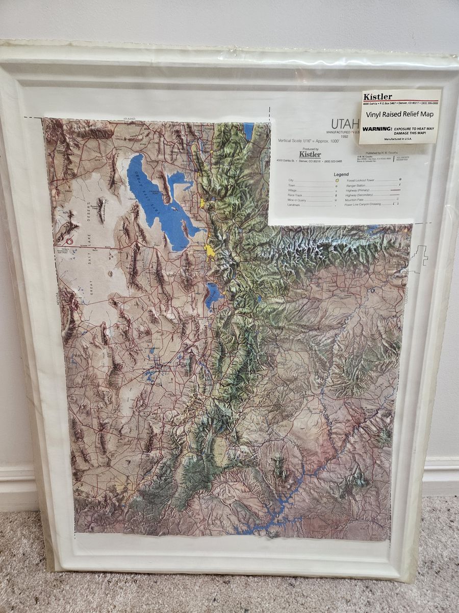 Kistler Utah Vinyl Raised relief map  (Taylorsville)  $125.00