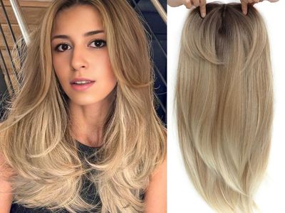 Ms Taj Hair Topper 18 Inch for Women With Thinning Hair - Long Layered 6.5"X6.5" Synthetic Hair Pieces, Fiber Wiglets for Ladies
