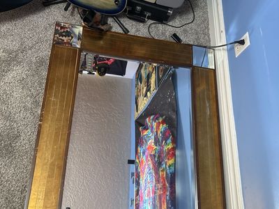 Vintage Art Deco Wood Veneer wall mirror