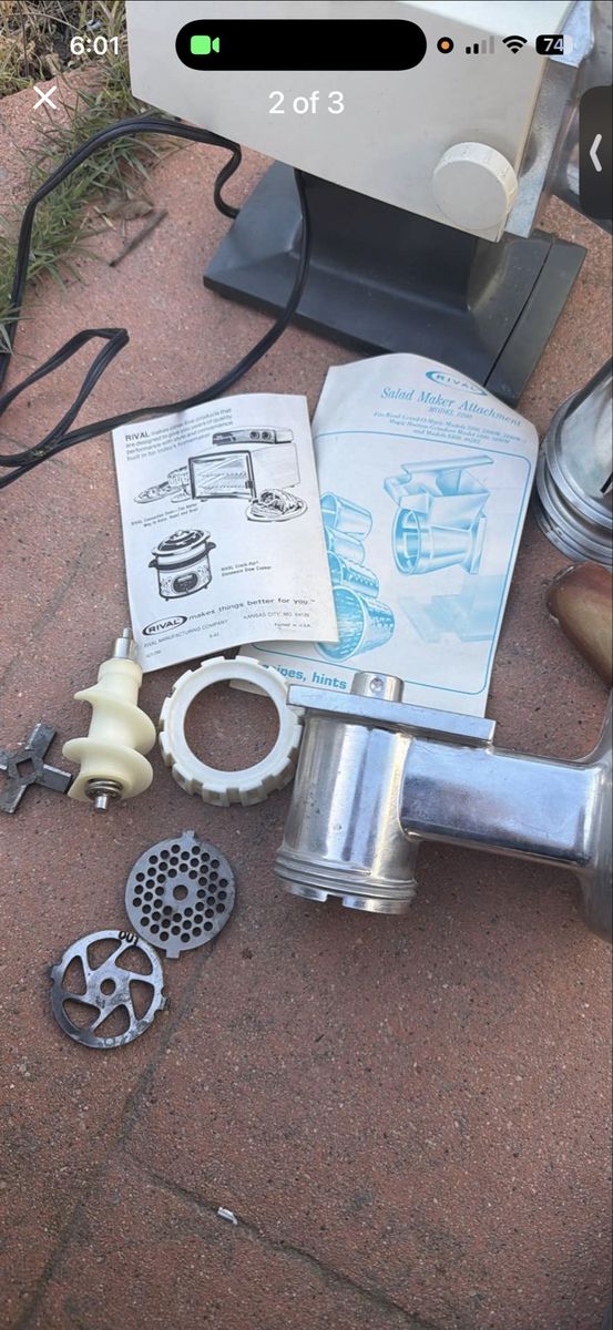 Vintage Rival Grind-O-Matic Electric Meat Grinder & Salad Maker Attachment