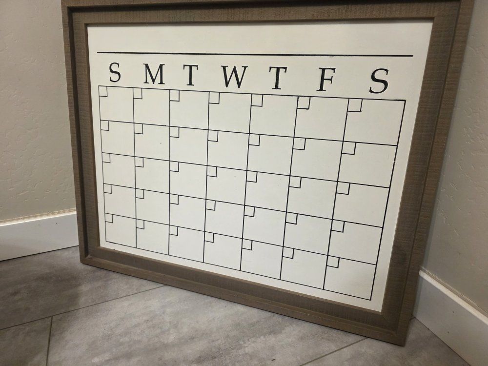 Dry erase calendar