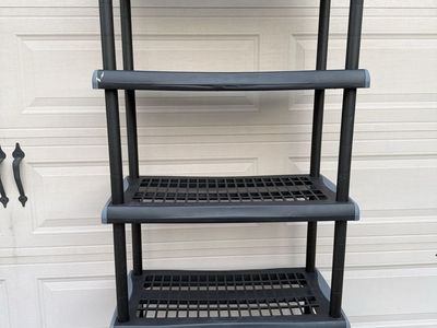 Black & Grey 5-Tier Heavy Duty Plastic Storage Shelving Unit - 70" Tall