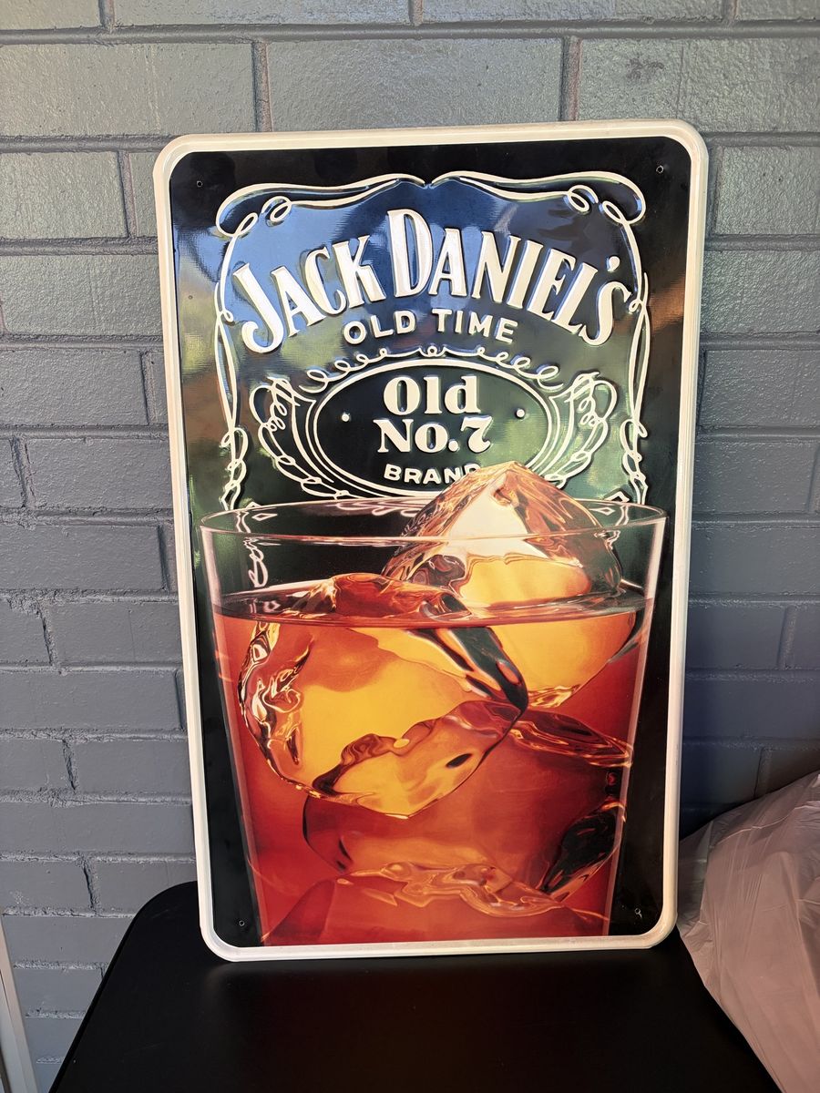 Jack Daniel's Old No. 7 Brand Whiskey Glass Metal Sign Bar Decor Mancave
