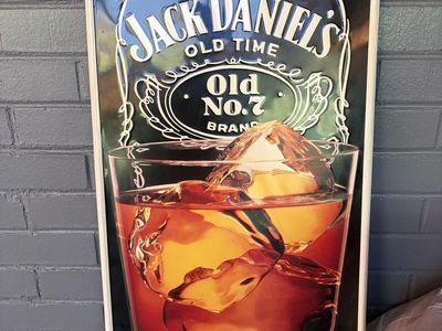 Jack Daniel's Old No. 7 Brand Whiskey Glass Metal Sign Bar Decor Mancave