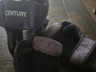 Century Martial Arts Headgear & Gloves Set - Youth Blue/Grey Kickboxing/MMA Gear
