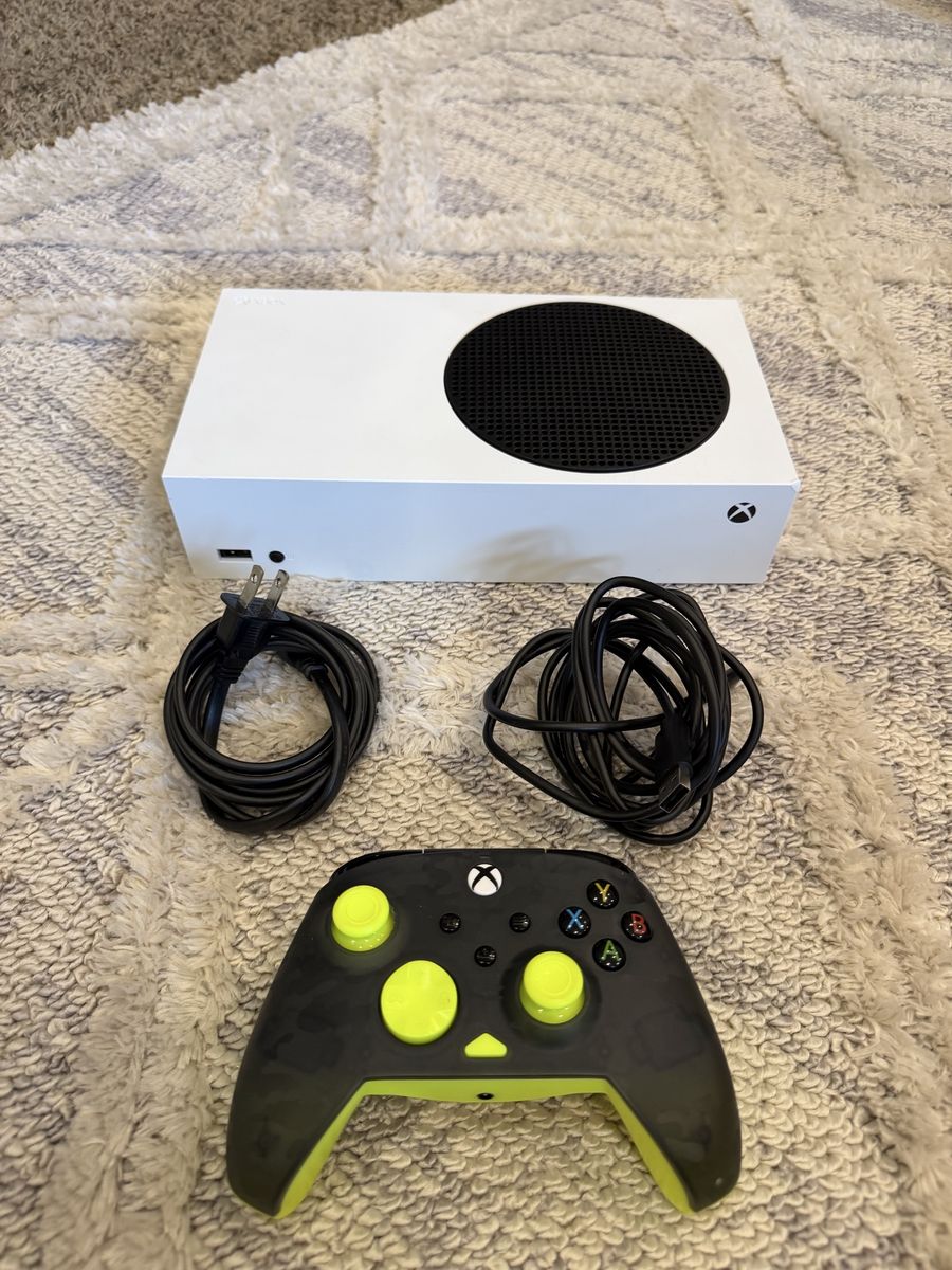 Microsoft Xbox Series S Console - White, with Custom Black & Neon Green Controller, Power & HDMI Cords