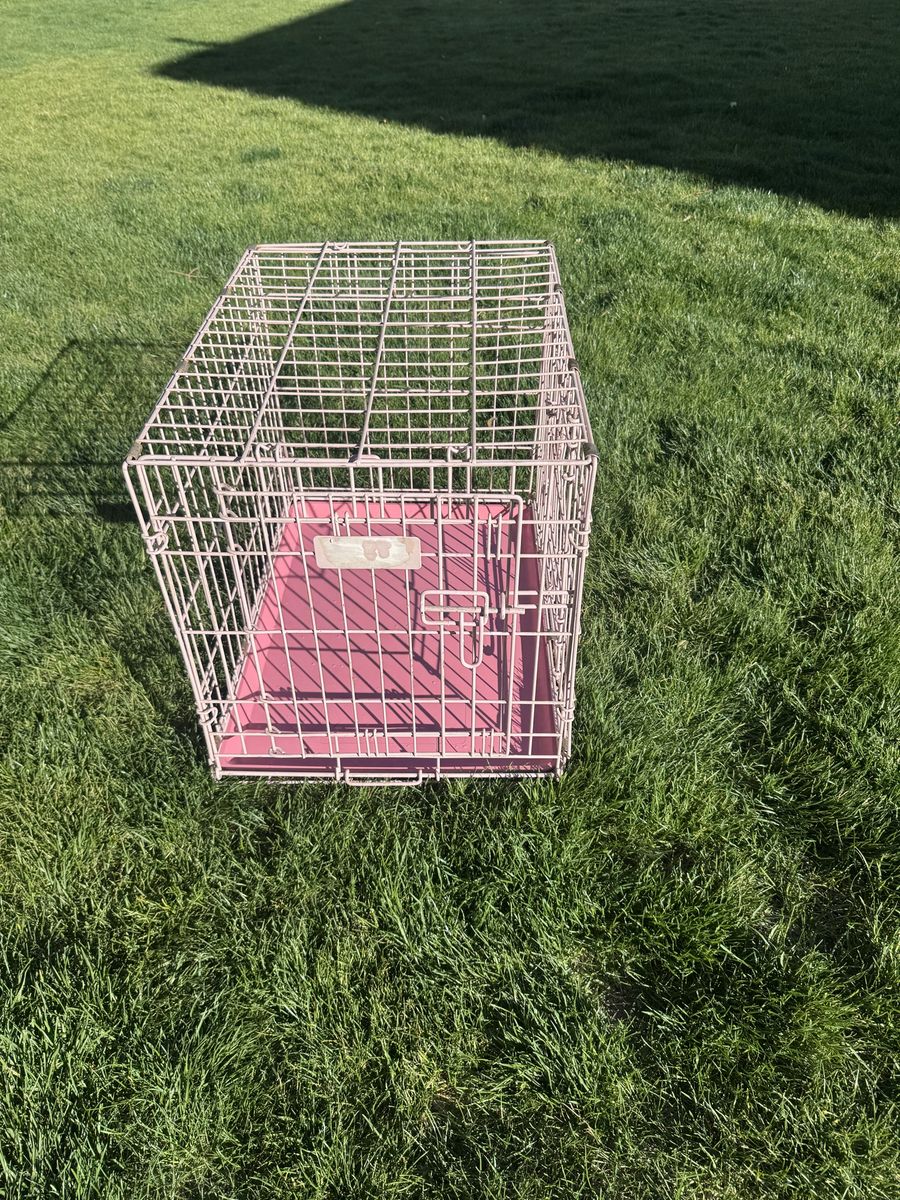 Collapsible Double Door Pink Dog Crate for Small Animal Dog