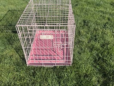 Collapsible Double Door Pink Dog Crate for Small Animal Dog