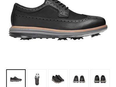 Cole Haan Men's Original Grand Tour WP Golf Shoes Size 7-1/2 Wide - Black, Waterproof, Spiked Sole