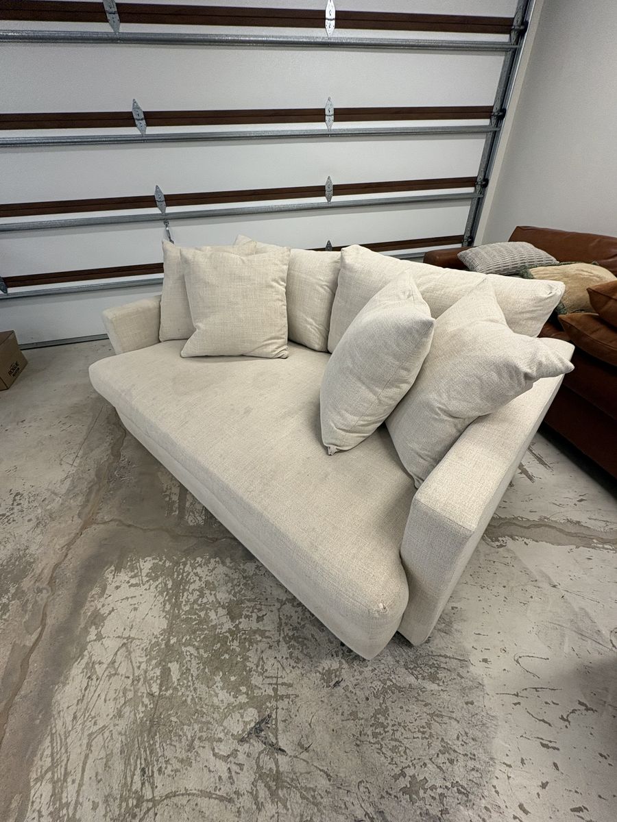 Grand Down II 74" Fabric Condo Sofa – White Linen