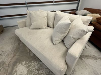 Grand Down II 74" Fabric Condo Sofa – White Linen
