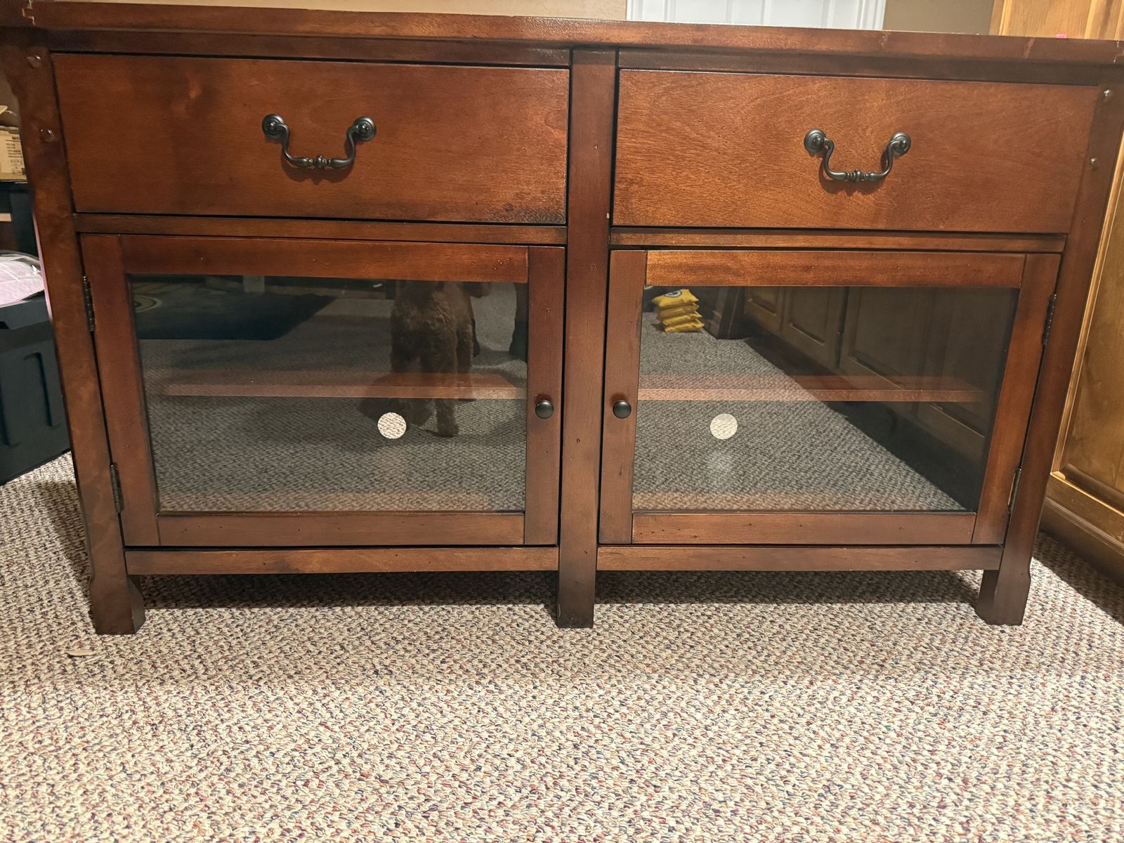 Like New Classic Corsica 52” Entertainment Console / TV Stand – African Chestnut