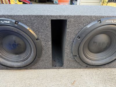 Dual Alpine Subwoofers in Ported Carpeted Enclosure Box