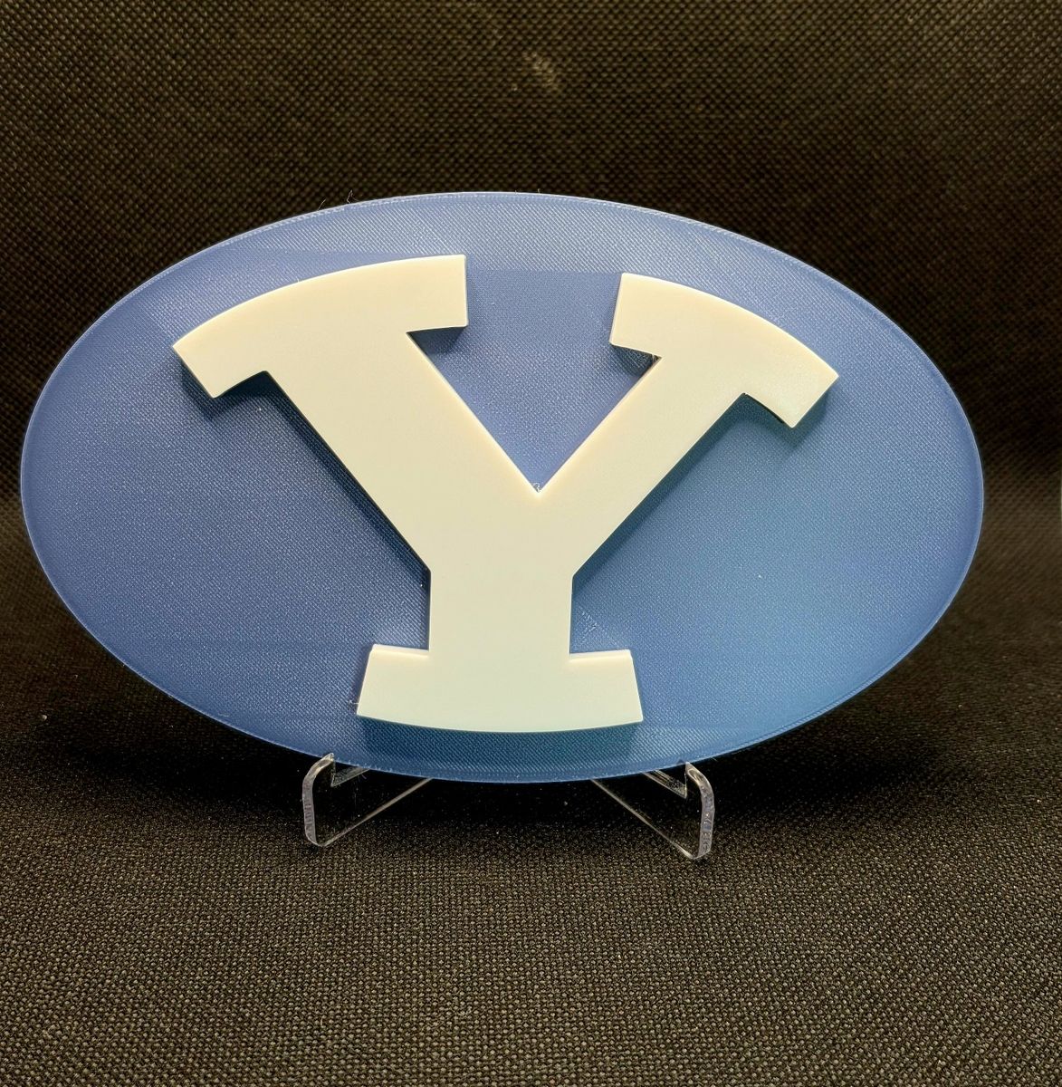 BYU Y Logo 3D Printed Desk Decor - Blue and White, Stand Included