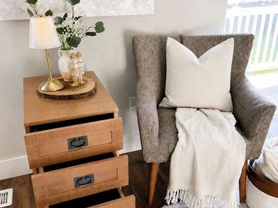 Modern Accent Chair & 3-Drawer Accent Cabinet Set – $275 O.B.O