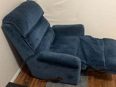 Comfy Blue Fabric Recliner Chair