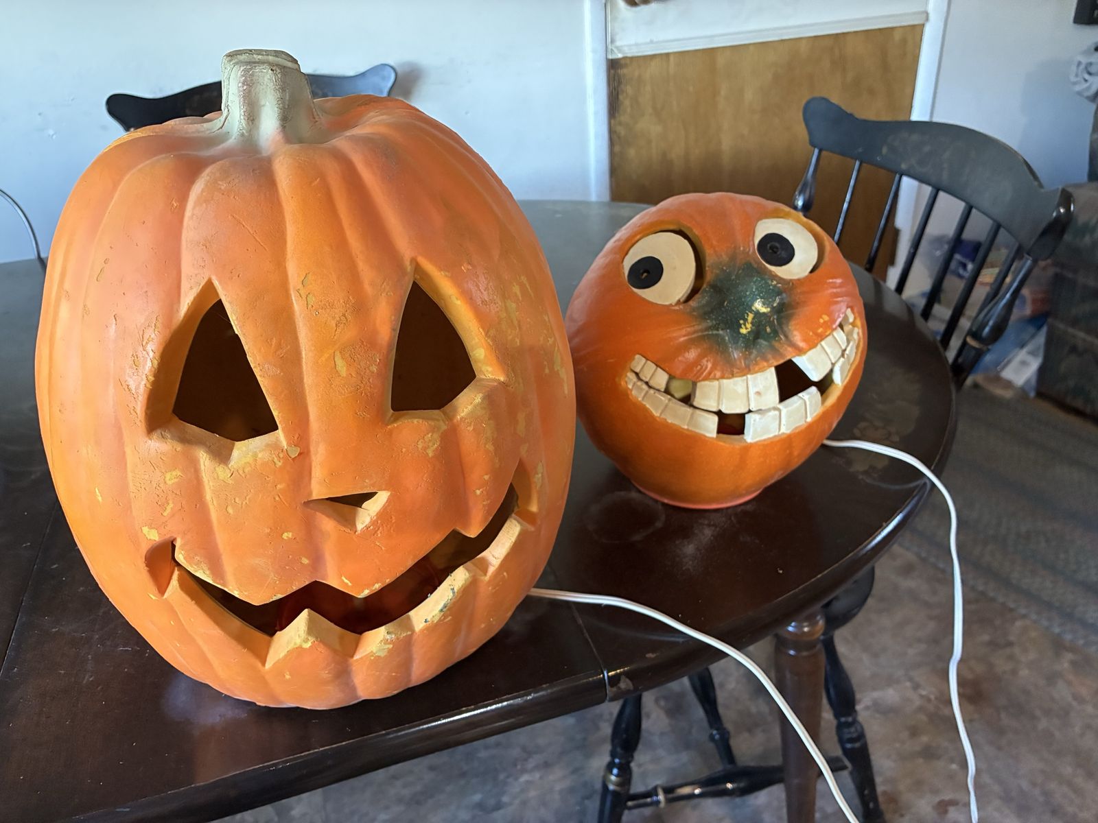 Vintage Halloween Blow Mold Pumpkins - Jack-o'-Lantern Decor Set