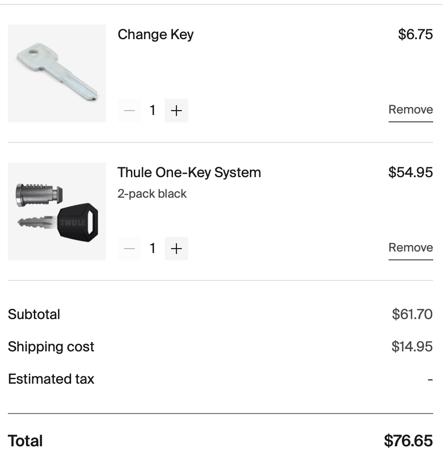 Thule One-Key System (2 cylinders/2keys/1 change key)