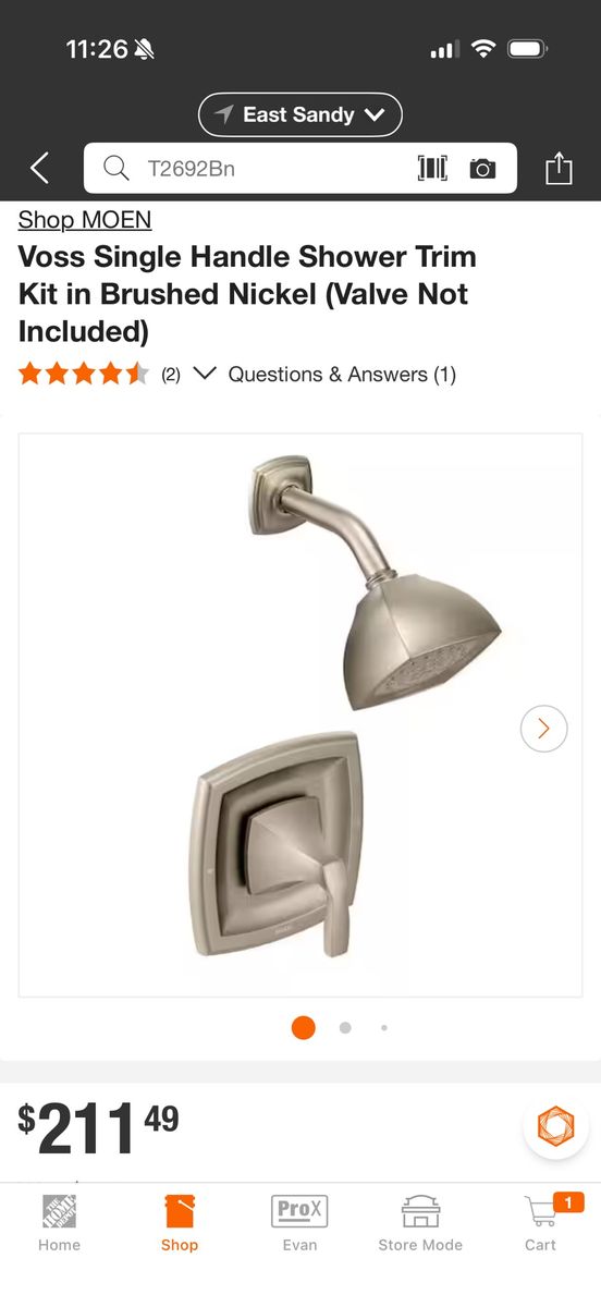Moen Voss T2692BN Posi-Temp 1H Shower Only Trim Kit, Brushed Nickel