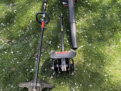 Troy Built Trimmer Plus with Tiller Attachment and Troy Built Leaf Blower