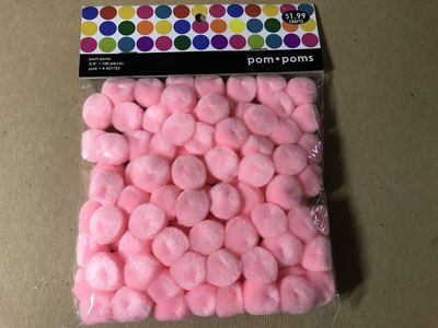 Pom Poms for Crafts, 100 White & 100 Pink & 100 Red 3/4” Small Pompoms Fuzzy Puff Balls, NIP