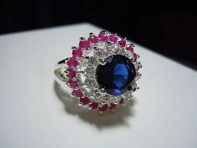 Blue Sapphire Ruby Topaz Gemstone sz 7