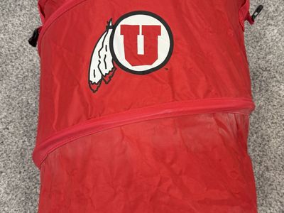 University of Utah Utes Pop-Up Collapsible Cooler or Trash Can/Hamper - Red Team Logo