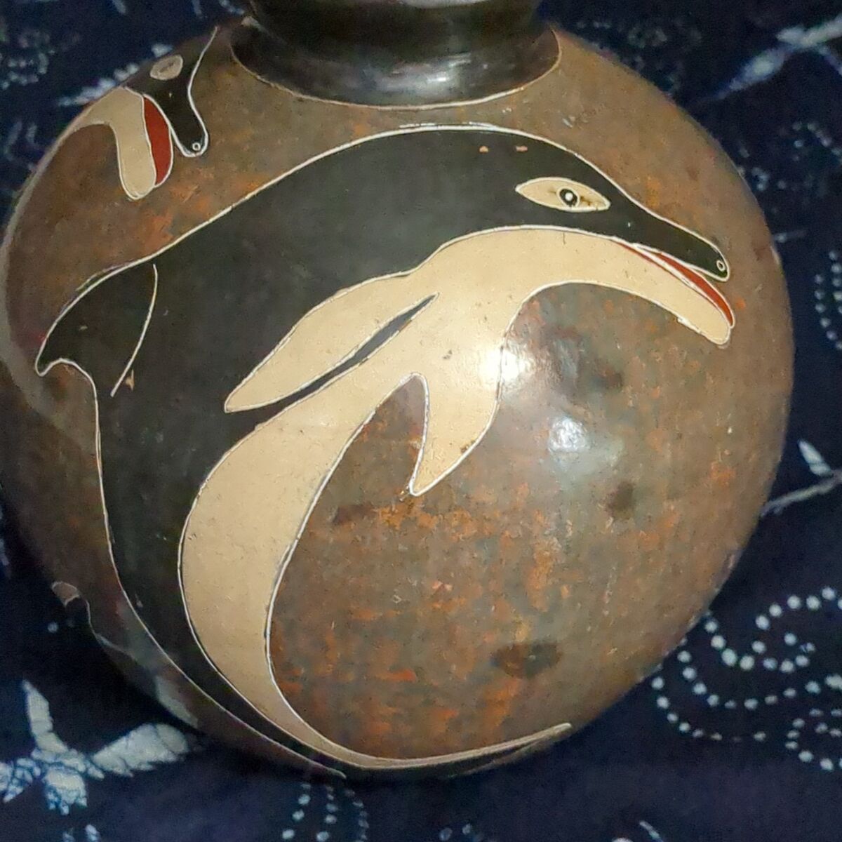 Marvin Calero hand painted dolphin pot