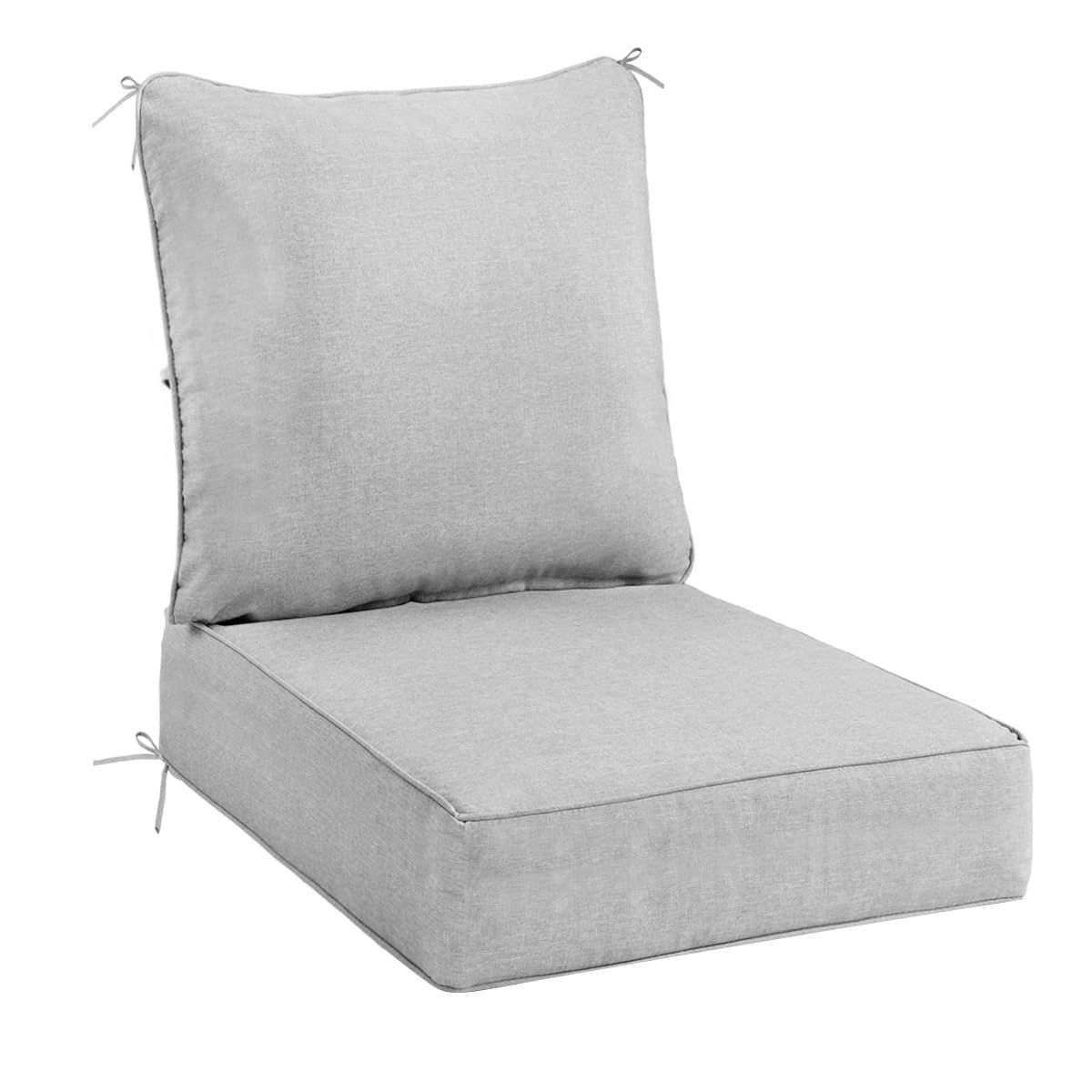 New Deep Seat Cushion, Water-Resistant with Straps Light Gray, 23 x 26 x 6 Inches