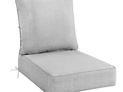 New Deep Seat Cushion, Water-Resistant with Straps Light Gray, 23 x 26 x 6 Inches