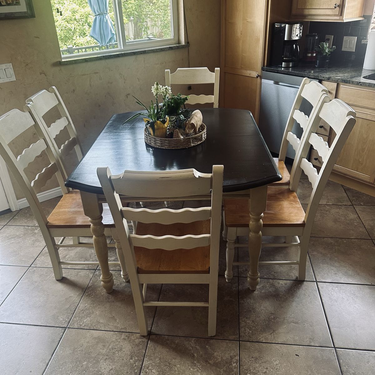 Birch Dining Room Table & 6 Ladder Back Chairs