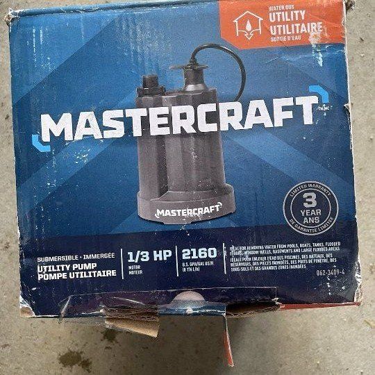30Mastercraft 1/3 HP Electric Utility Pump - 2160 GPH - Submersible Water Pump