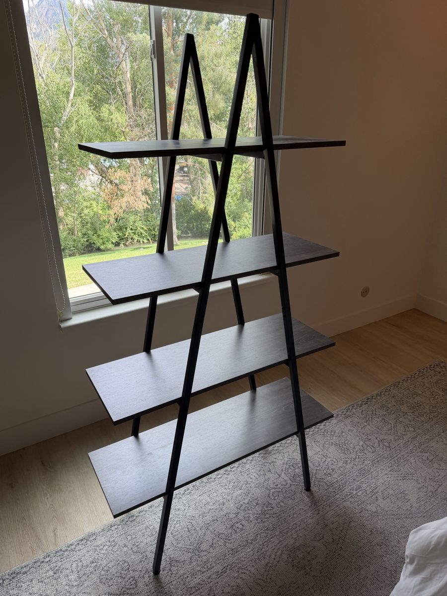 Modern 4-Tier Ladder Bookshelf / Display Shelf - Black / Brown