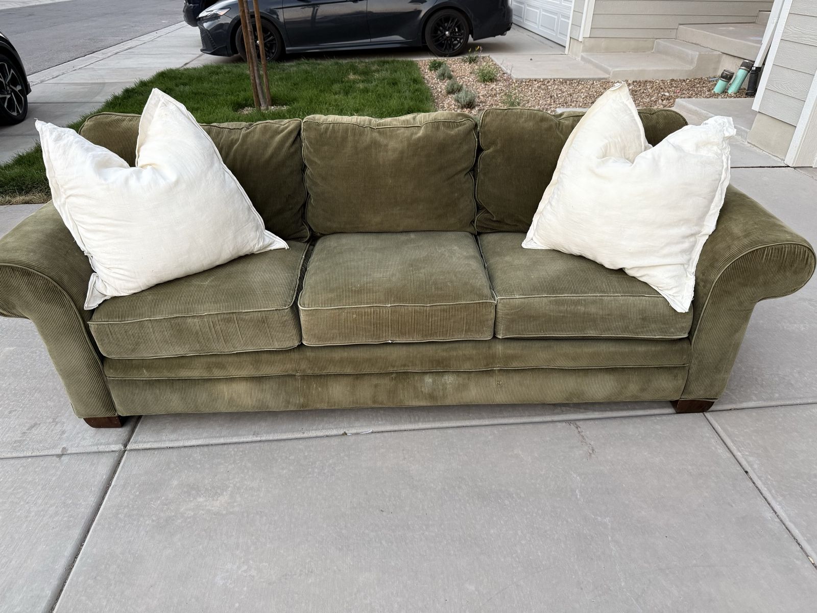 Green Corduroy Farmhouse Style Sofa