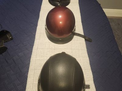 Lot of 3 Motorcycle Half Helmets Including Z1R Leather Cover