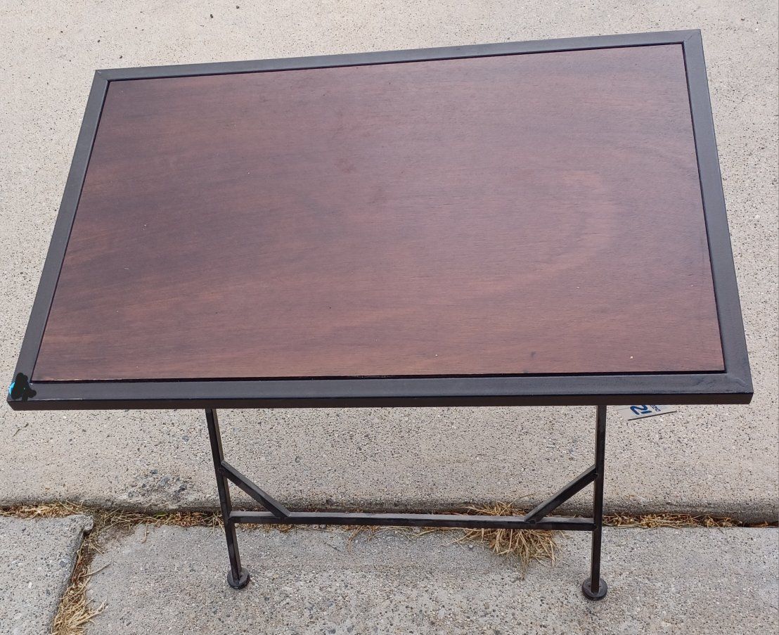 Industrial Style Console Table - Dark Wood Top, Black Metal Frame (Approx. 40"L x 18"W)