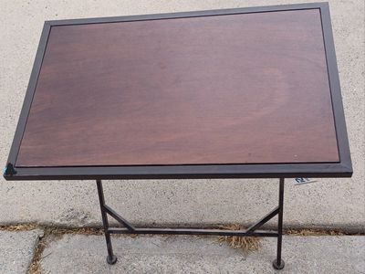 Industrial Style Console Table - Dark Wood Top, Black Metal Frame (Approx. 40"L x 18"W)