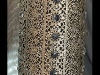 Ornate Silver Metal and Crystal Table Lamp - Unique Decorative Lighting
