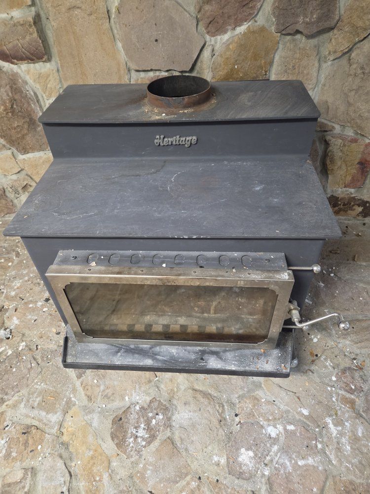 Heritage Wood Burning Stove - Used Cast Iron Fireplace with Glass Door
