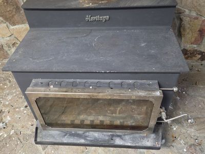 Heritage Wood Burning Stove - Used Cast Iron Fireplace with Glass Door