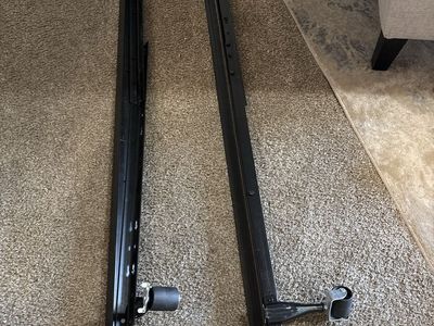 Black Metal Queen Size Bed Frame Rails with Wheels