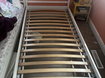 IKEA Tarva Twin Bed Frame with Slatted Bed Base - White Wood, Good Condition